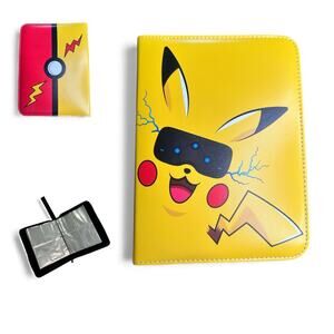 Pokemon Theme Card Binder 4 Pocket 7x9.5in Zip Album for Trading Cards TCG